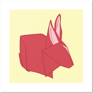 Red Origami Bunny Paper art _ Bunniesmee Posters and Art